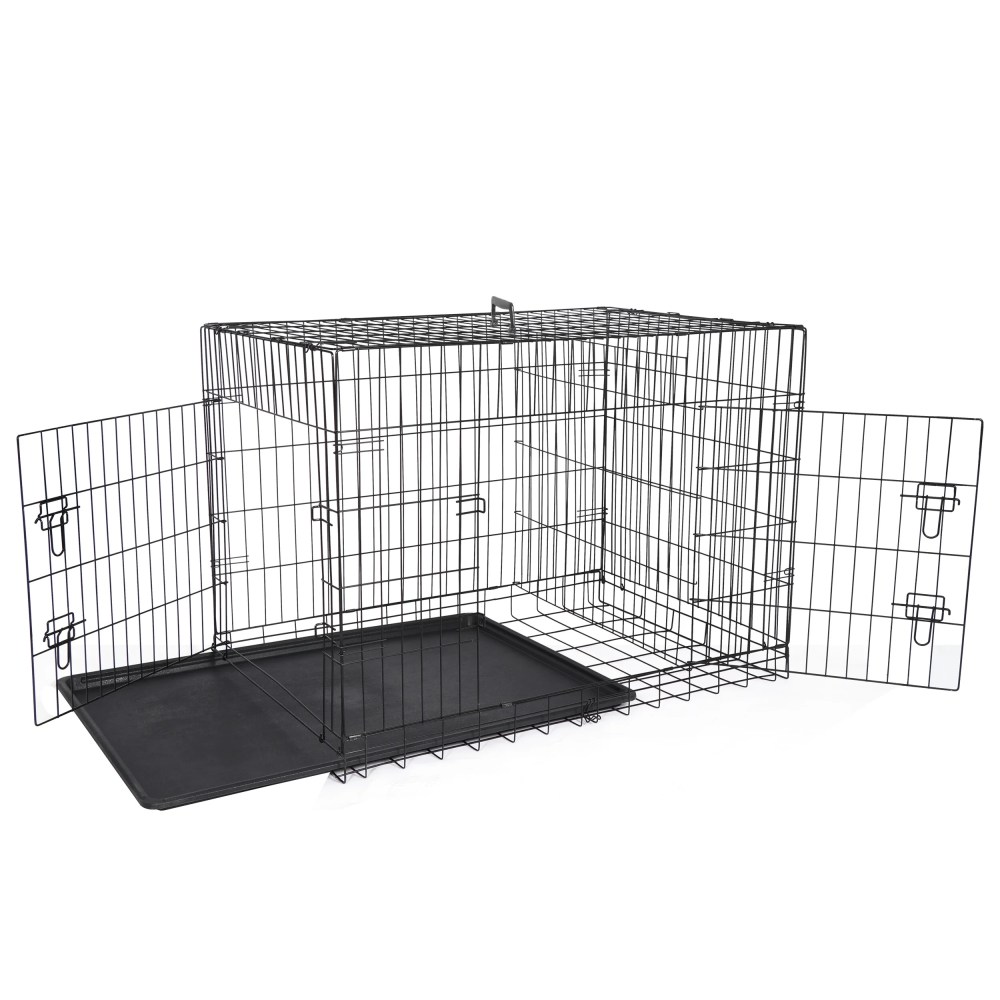 HomGarden 42'' Foldable Large Dog Crate Kennel Double Door, Black - Image 9
