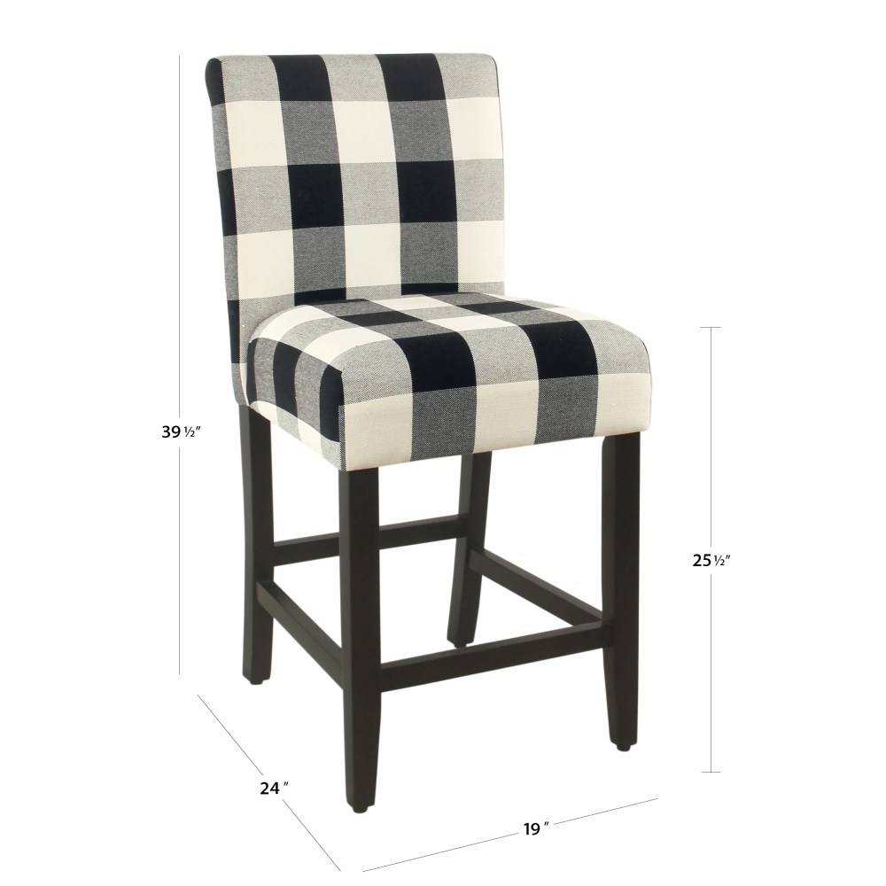 HomePop 24"Classic Parsons Counter Stool - Black and White Plaid - Image 4