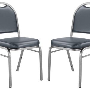 (Pack of 2) NPS 9200 Series Premium Vinyl Upholstered Stack Chair,Midnight Blue Seat