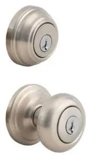 991 Juno Keyed Entry Knob and Single Cylinder Deadbolt Combo Pack featuring SmartKey in Satin Nickel