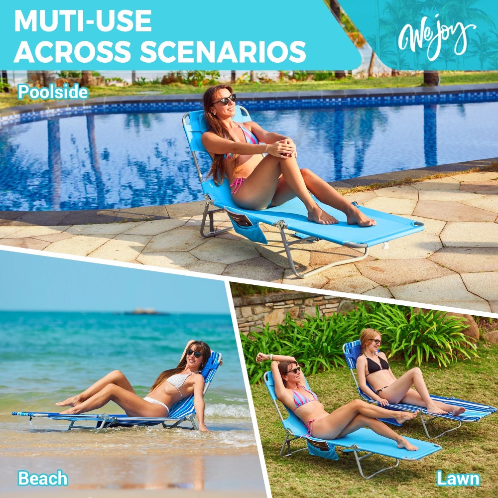 WEJOY Beach Lounge Chair,Tanning Chairs for Adult with Face & Arm Hole,5-Position Face Down Outdoor Folding Chaise,Portable Folding Beach Chaise,Camping Chair - Image 6
