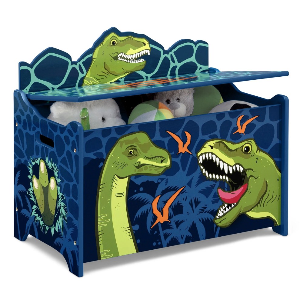 Delta Children Dinosaur Deluxe Toy Box, Blue/Green