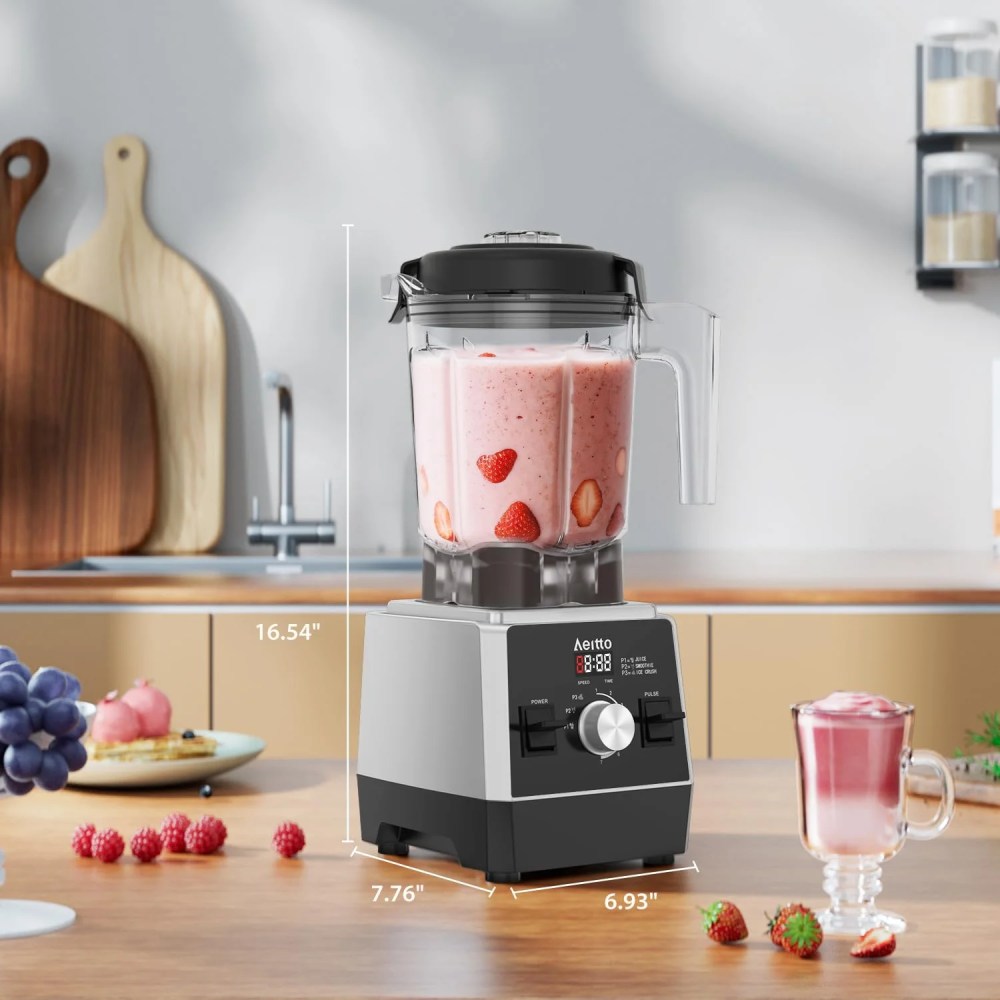 Aeitto Blender for Kitchen, 68oz 1800W Smart Blender for Smoothies withStainless Steel 6-Blade, 7 Preset Programs, Digital Timer & Custom Speed Control - Image 5