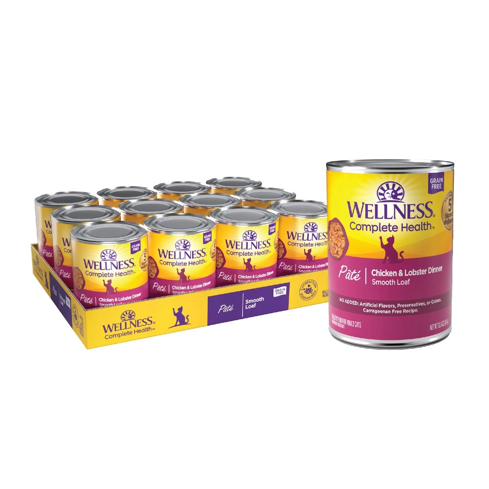 Wellness Complete Health Pate Adult Wet Cat Food,  Natural,  Protein-Rich,  Grain Free,  12.5 Ounce,  12 Pack,  (Chicken & Lobster)