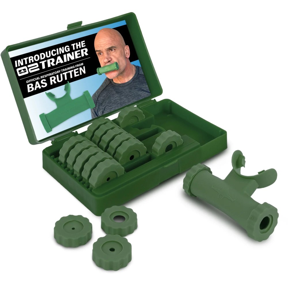 Bas Rutten O2 Inspiratory Muscle Training Device for Improving Diaphragmatic Breathing - Portable Lung Muscle and Respiratory Power Training Device - High Altitude Breathing Trainer - Green