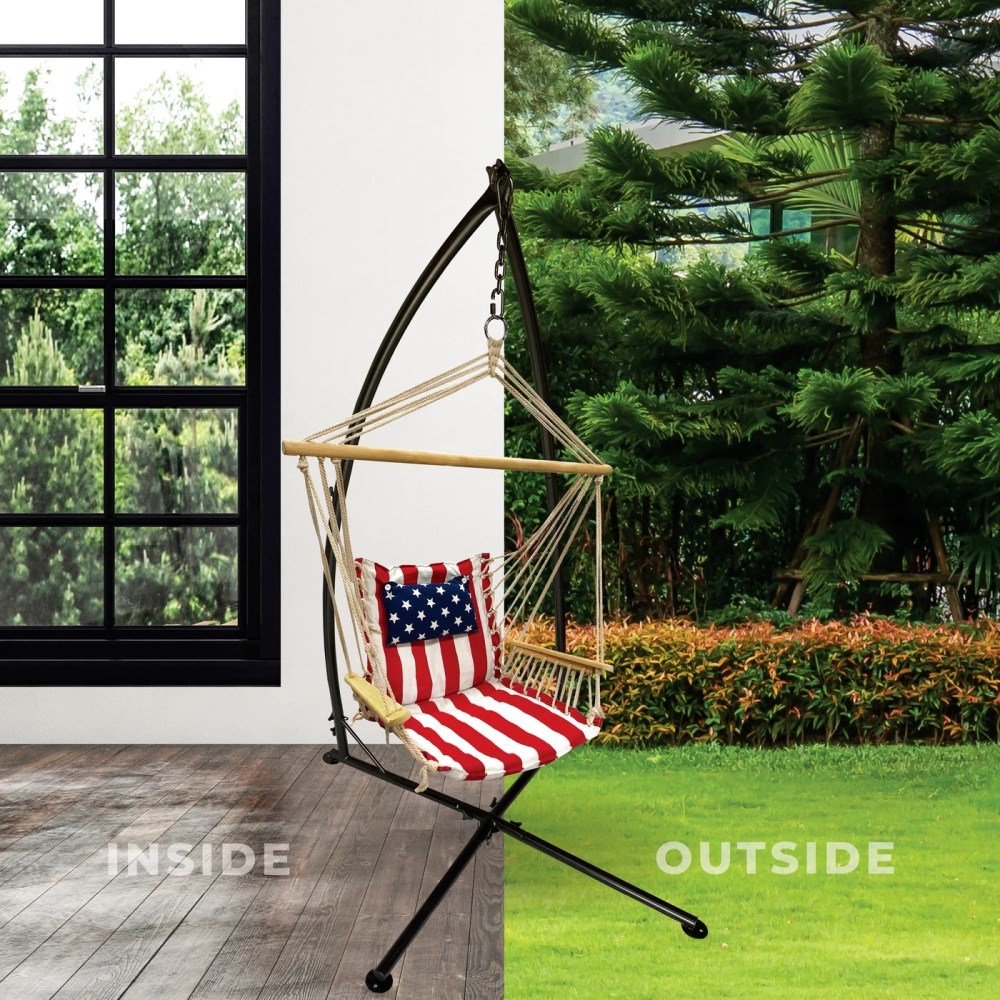 Hanging Chair Stand (Stand Only), Hammock Chair Stand for Indoor Outdoor, Heavy Duty 350 Lb Weight Capacity - Image 2