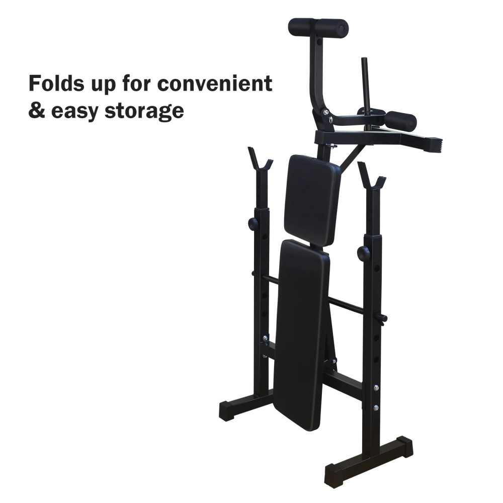 Aukfa Weight Bench Set with Squat Rack, Adjustable Bench with Leg for Home Gym Full-Body Workout, Black - Image 4