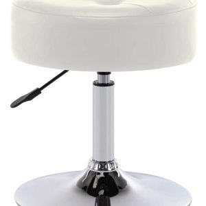 Duhome Modern Vanity Stool PU Leather Swivel Vanity Chair,Adjustable Height with Chrome Base White