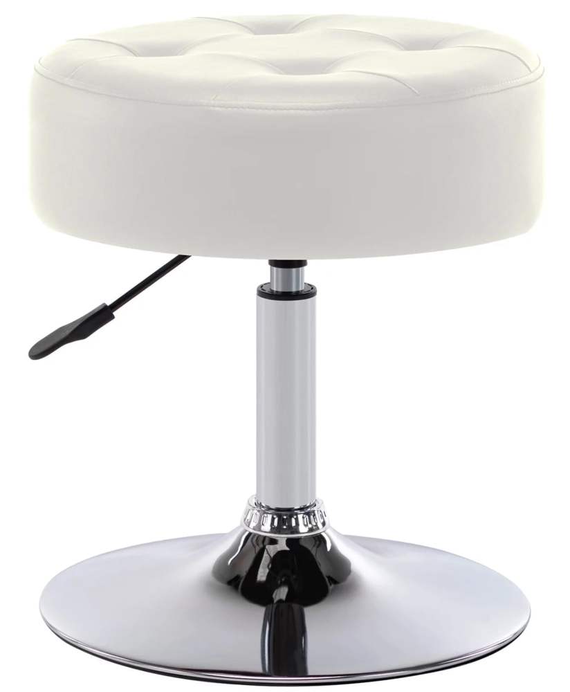 Duhome Modern Vanity Stool PU Leather Swivel Vanity Chair,Adjustable Height with Chrome Base White