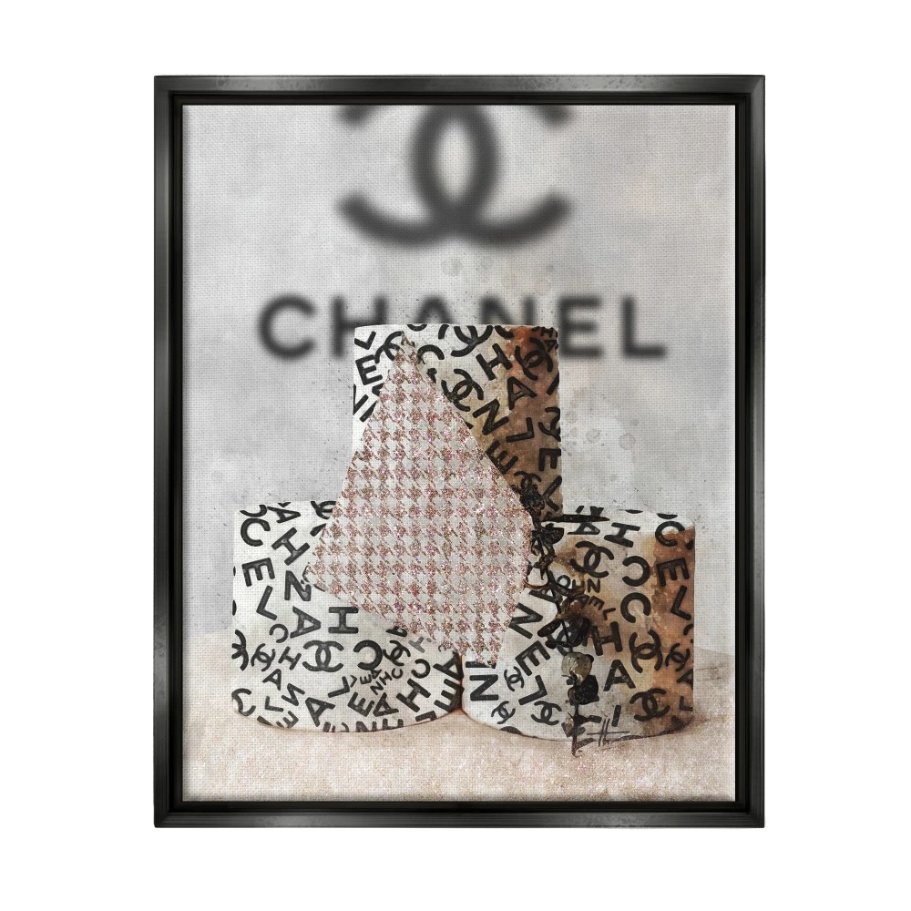 Stupell Industries Fashion Forward Toilet Paper Designer Detail Jet Black Framed Floating Canvas Wall Art, 1620, by Ziwei Li
