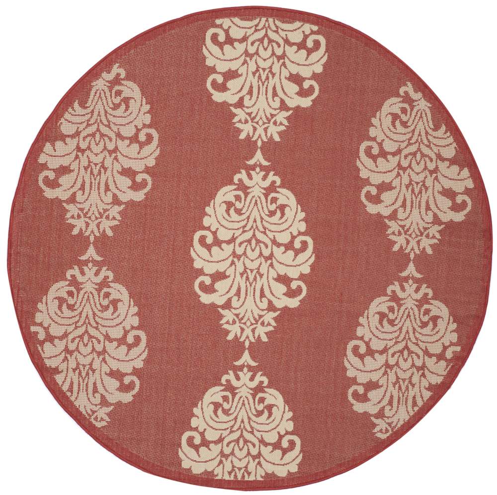 Safavieh Courtyard Jenny Medallion Indoor/Outdoor Area Rug, Red/Natural, 6'7" x 6'7" Round