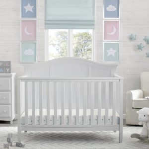 Delta Children Madrid 5-in-1 Convertible Baby Crib, Bianca White