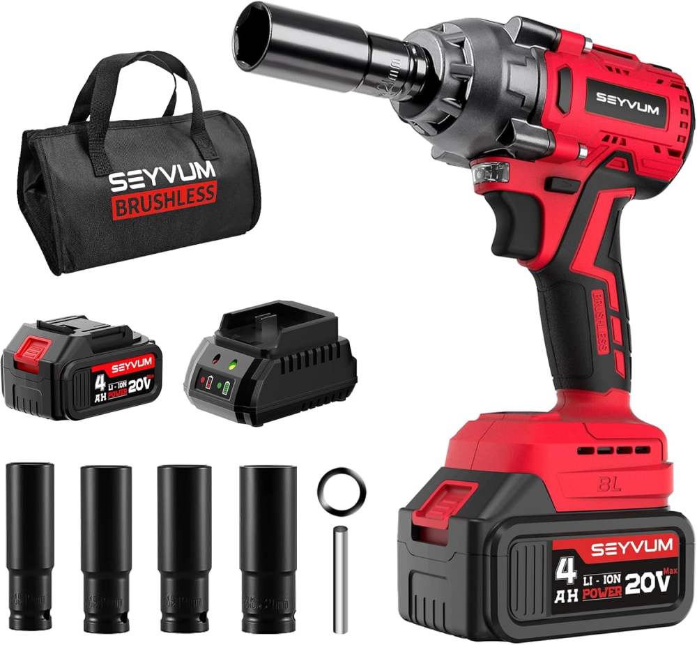 20V Cordless Impact Wrench & Driver Kit: Compact 1/2-Inch Electric Impact Wrench with 4.0Ah Li-Ion Battery,Fast Charger,320 Ft-lbs (430 N.m) & 4 Sockets for Car & Home