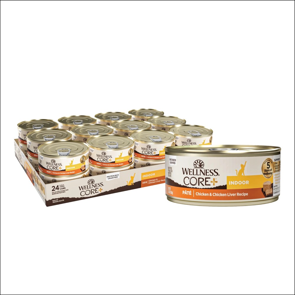 Wellness CORE Pate Adult Canned Wet Cat Food for Indoor Cats,  Natural,  Protein Rich,  Grain Free,  Chicken Recipe,  5.5 oz,  Pack of 12 Cans
