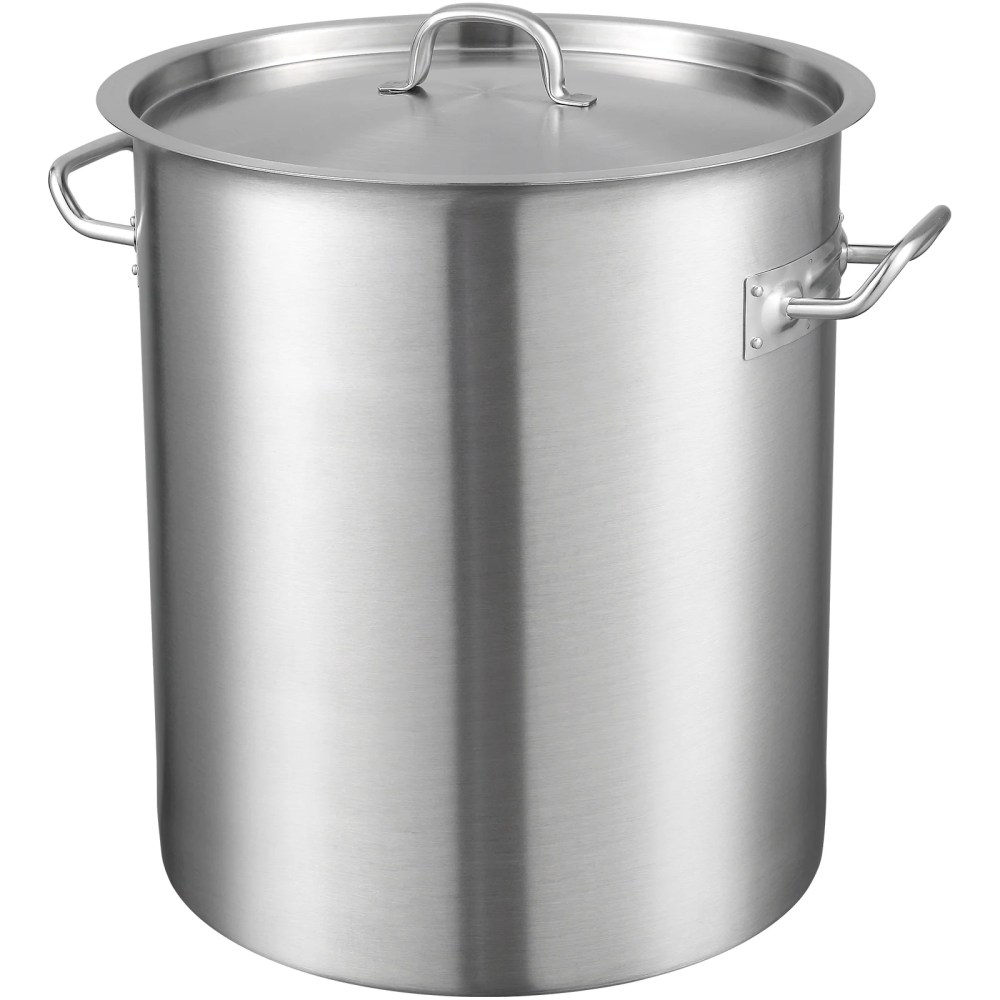 KFFKFF 18/10 Stainless Steel Stockpot 42-Quart,39.7L Classic Deep Cooking Pot Canning Cookware with Stainless Steel Lid Large-capacity Soup Pot,Silver