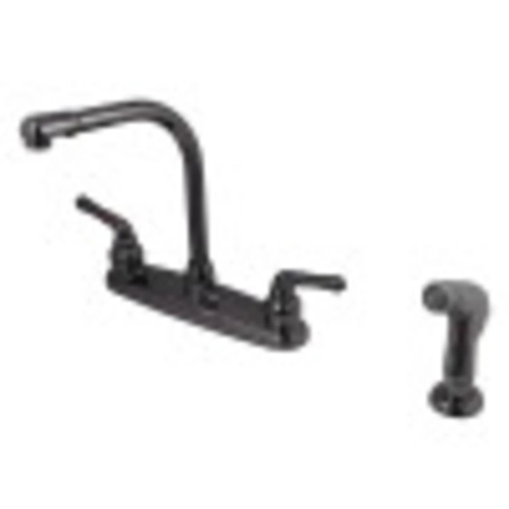 Kingston Brass NB750SP Water Onyx Centerset Kitchen Faucet,Black Stainless Steel
