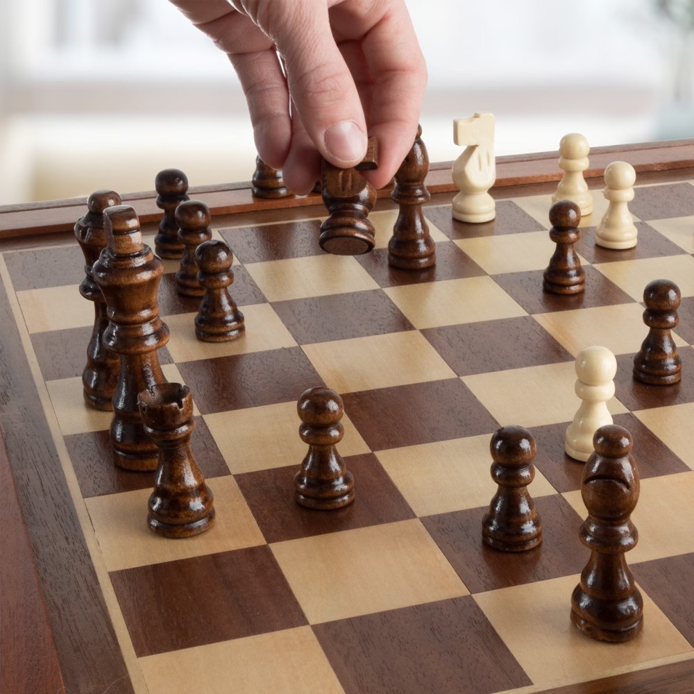 3-in-1 Reversible Game Table with Chess and Backgammon Set - Image 6
