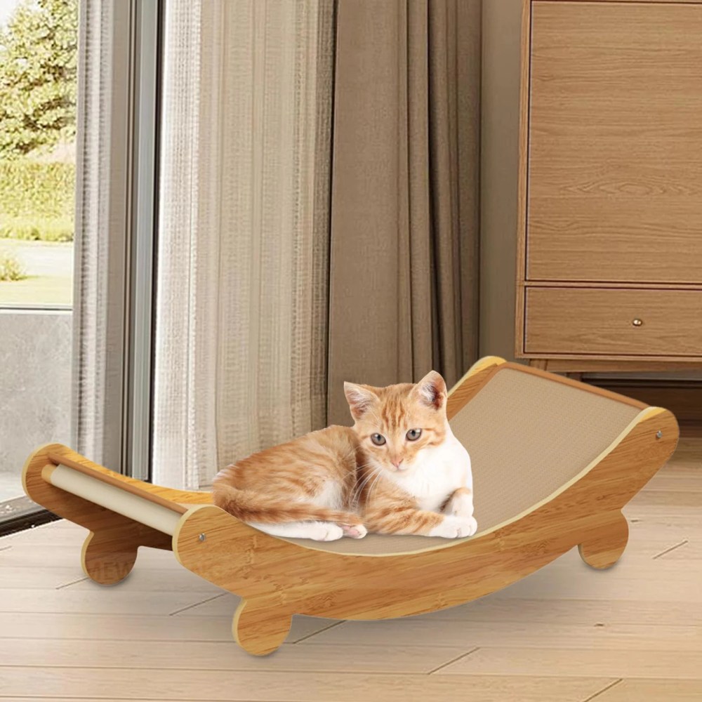 DOLITY Indoor Cats Scratcher Bed Comfortable Wood Frame Sturdy Sisal Scratcher Board Large