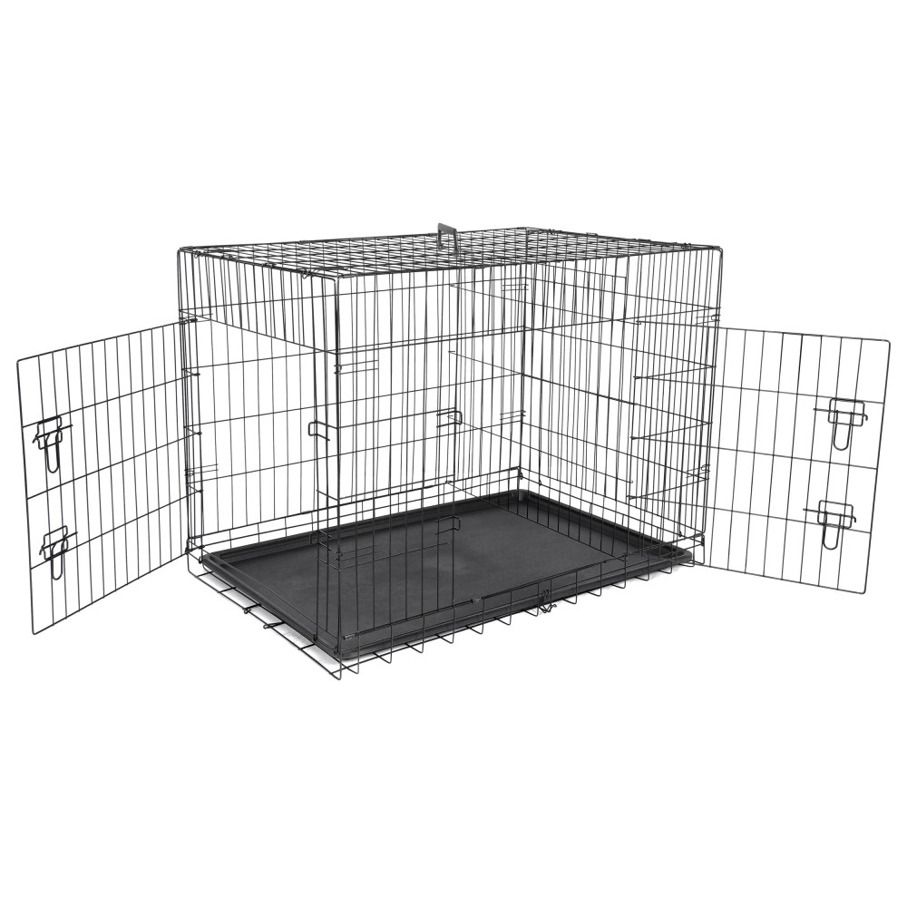 HomGarden 42'' Foldable Large Dog Crate Kennel Double Door, Black - Image 5