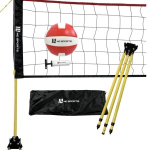 30 ft Volleyball Set, Quick Assembly, Official Size Net with Adjustable Height, Steel Poles, Ball Included, by MD Sports