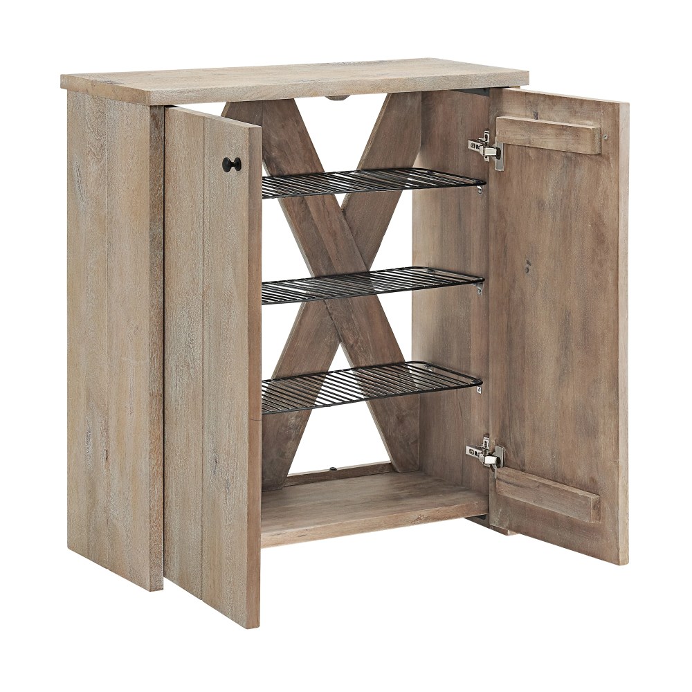Alaterre Furniture Castleton Mango Wood 31"W Shoe Cubbie Cabinet, Driftwood
