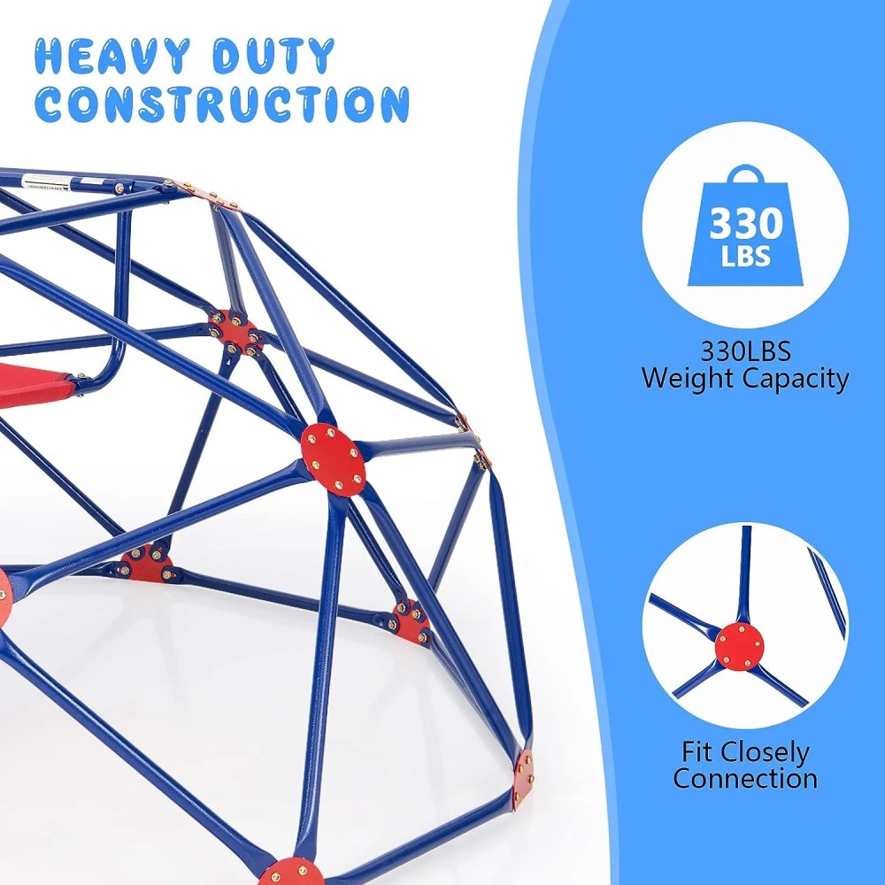 OLAKIDS 8FT Climbing Dome with Slide, Kids Outdoor Toys Jungle Gym Geodesic Climber, Steel Frame, 8FT Climb Structure Backyard Playground Center Equipment for Toddlers 3-8 - Image 4