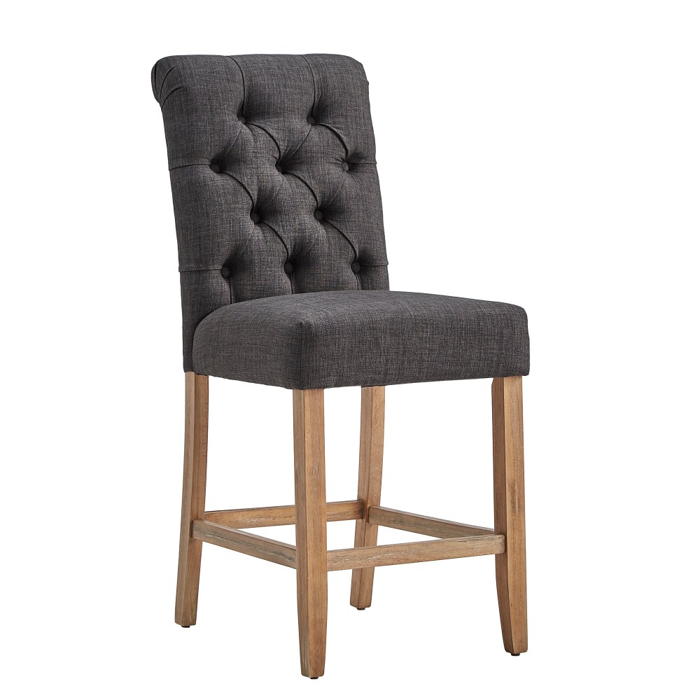 Weston Home Santine Tufted Rolled Back 24" Counter Height Stools,Set of 2,Dark Grey - Image 6