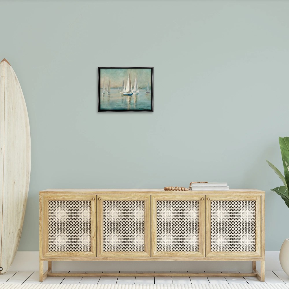Stupell Industries Traditional Sailboats Water Lake Relaxed Nautical Painting Jet Black Framed Floating Canvas Wall Art, 1620, by Danhui Nai - Image 5