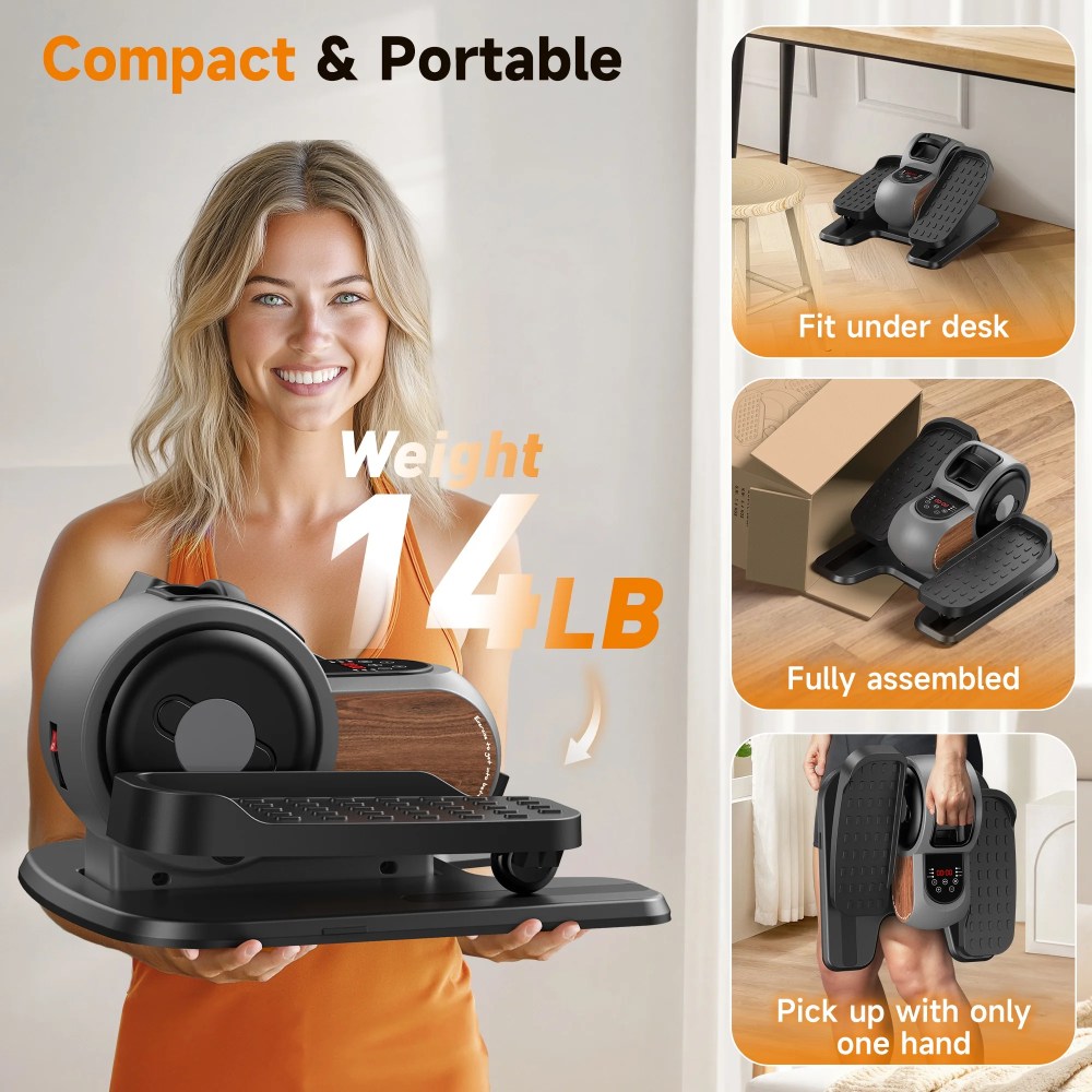 UPGO Under Desk Ellipticals Electric, Elipse Leg Exerciser Fully Assembled, Pedal Exerciser with Remote Control & Non-Slip Pedals Resistance & Speed - Image 8