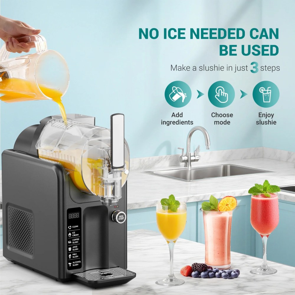 Joreek Slushie Machine 85 fl oz, Slushy Margarita Machine 5-in-1 Frozen Drink & Ice Cream Maker,LED Touch ,Rinse,No Ice Needed,Slushy Maker for Milkshakes,Smoothie,Frappes - Image 6