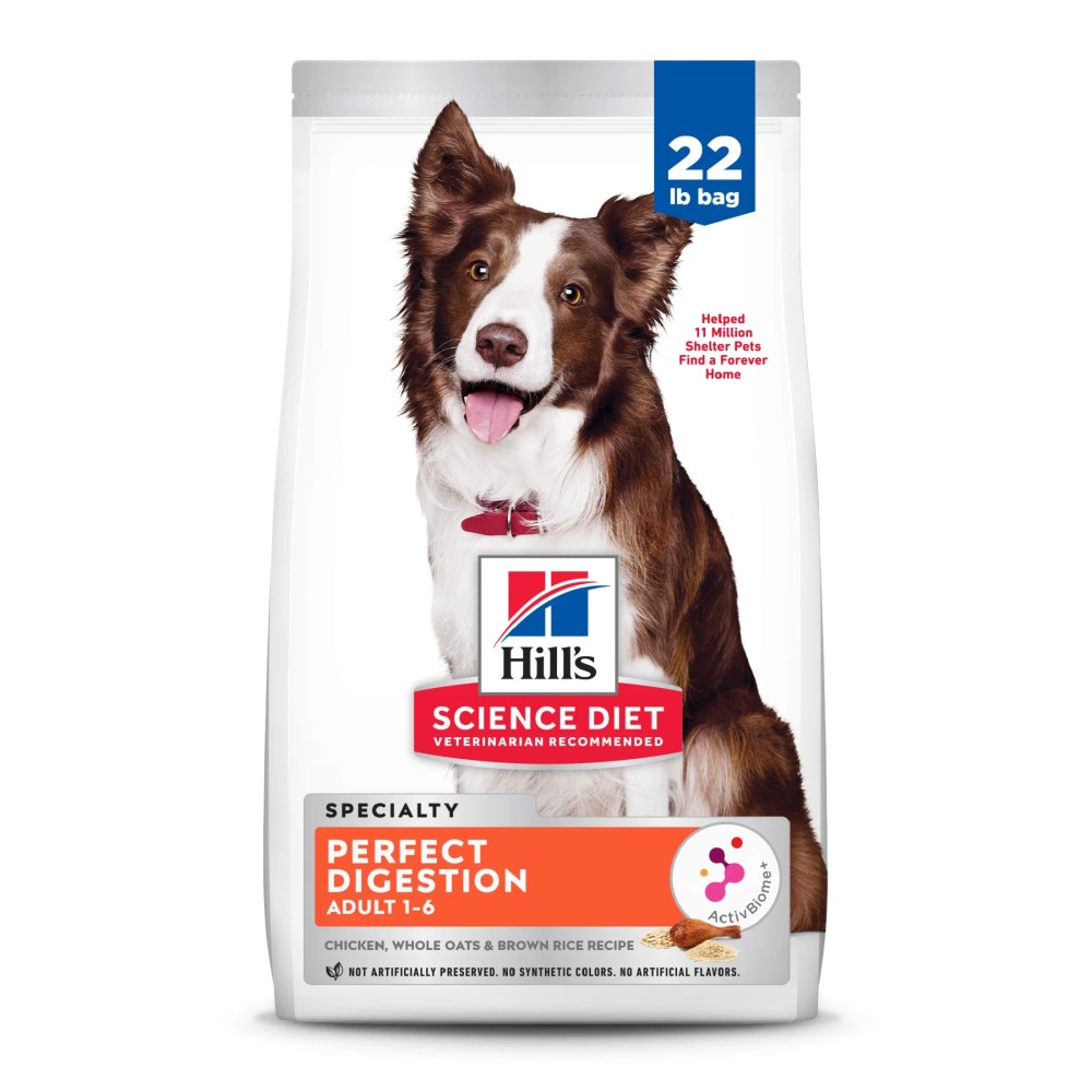 Hill's Science Diet Perfect Digestion Whole Grain Chicken, Rice, & Oats Dry Dog Food, 22lb Bag