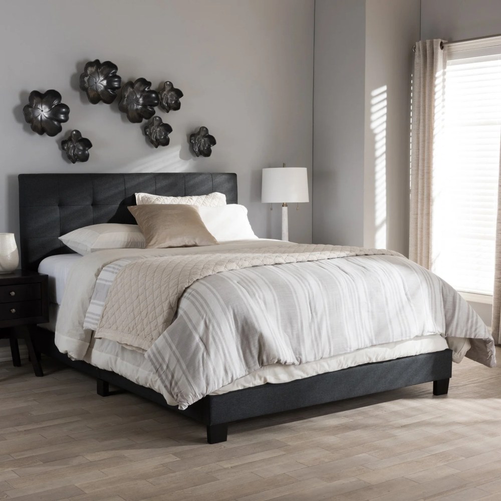 Baxton Studio Brookfield Modern and Contemporary Fabric Upholstered Grid-Tufted Full-Size Bed - Image 3