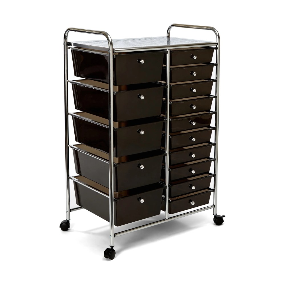 Seville Classics 15-Drawer Organizer Cart, Black - Image 3