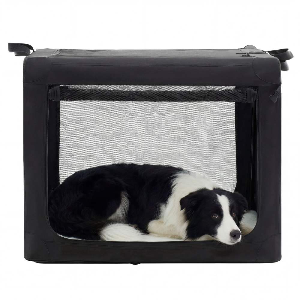 edx 36 Inch Portable Foldable Dog Crate for Medium Large Dog, 3-Door Soft Pet Airline Approved Crate with Storage Bag & Washable Pad, Up To 70Lbs, For Indoor Outdoor Dog/Cat/Pet Kennel Carrier, Bl