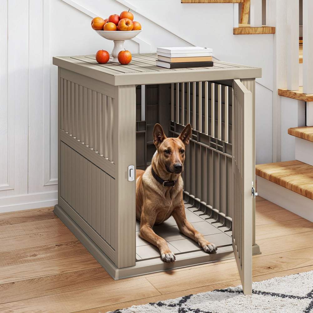 Dextrus Pet Dog Crate Furniture End Table, Waterproof Indoor Kennel for Small to Medium Dogs, Brown