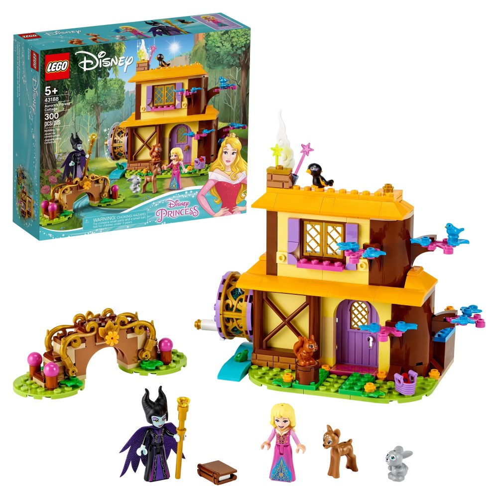 LEGO Disney Aurora's Forest Cottage 43188 Great Sleeping Beauty Building Toy for Kids (300 Pieces)