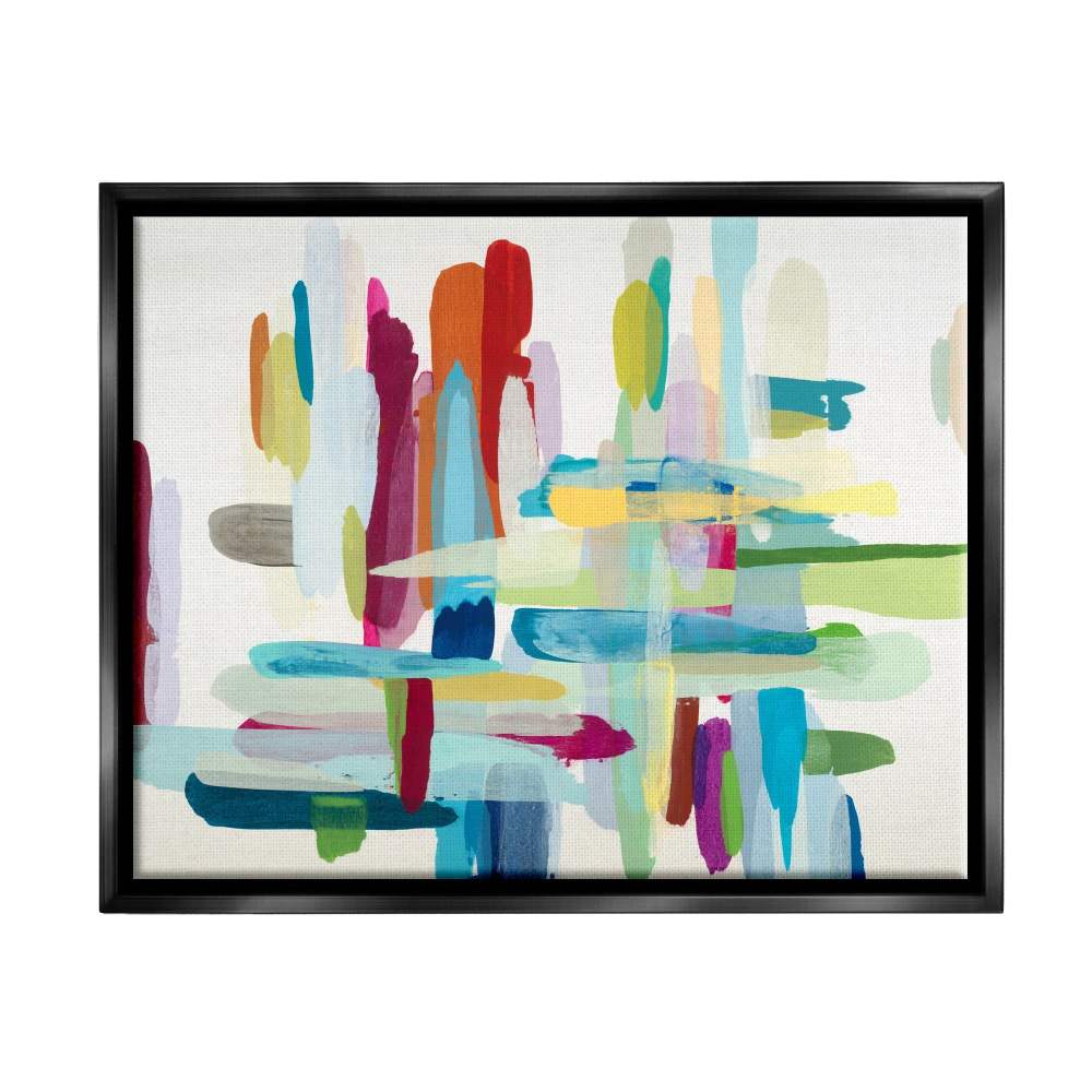 Stupell Industries Colorful Cross Hatch Abstraction Jet Black Framed Floating Canvas Wall Art, 1620, by Randy Hibberd