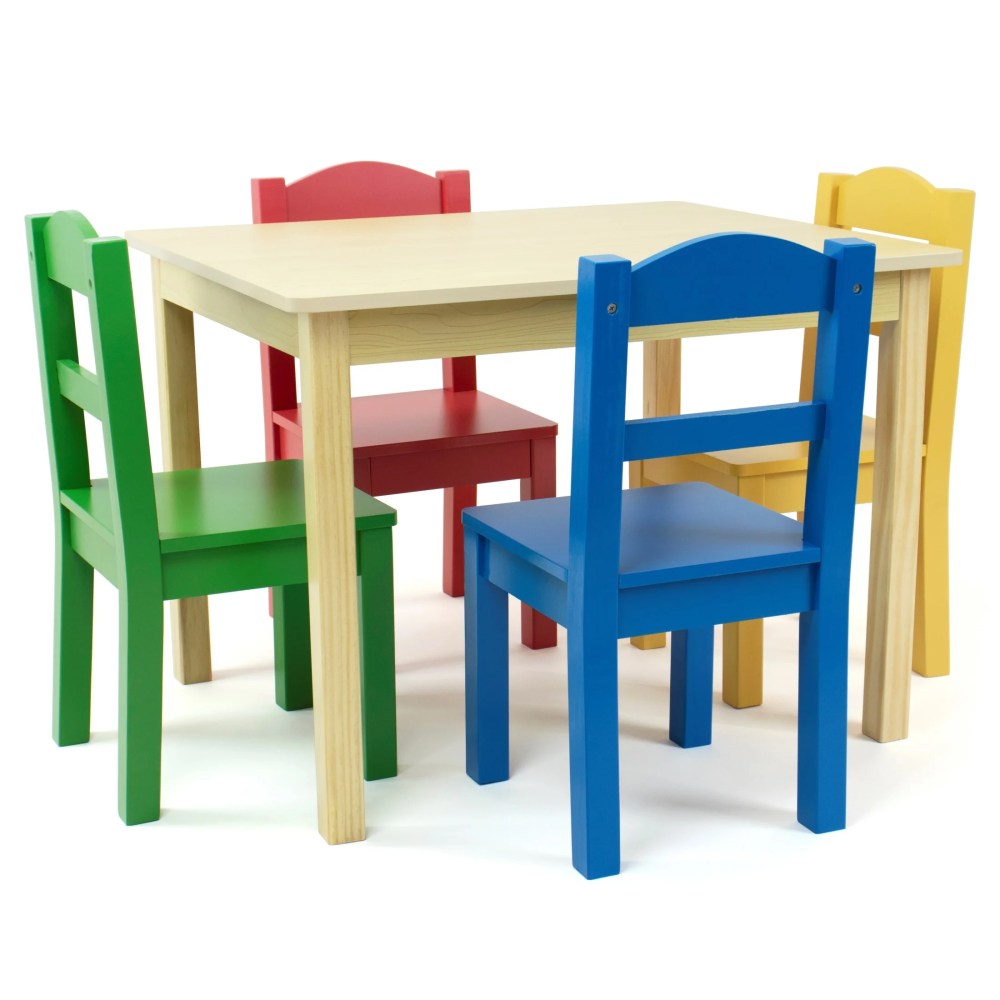 Humble Crew Primary Kids Solid Print 5-Piece Lightweight Outdoor Activity Table and Chair Set 4 Off-White