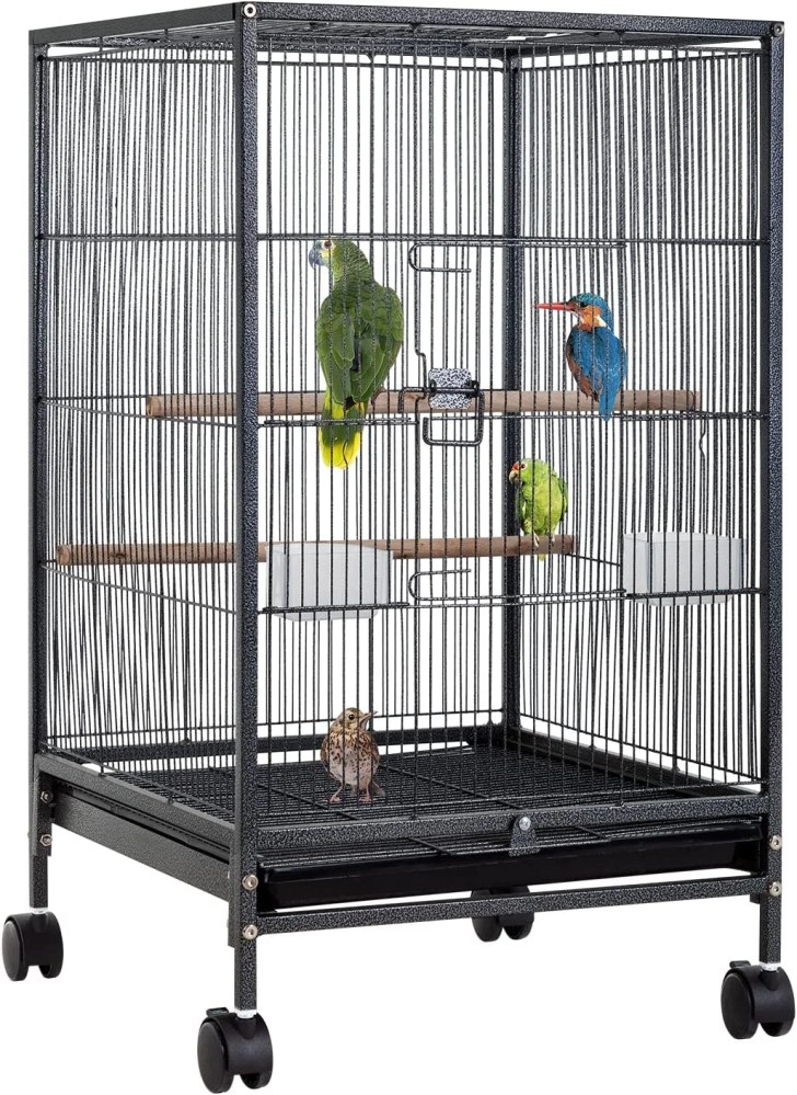 CL.HPAHKL 35 inch Bird Cage with Rolling Stand, Metal Birdcage Parakeet Cage for Parakeets Cockatiel Canary Finch Lovebird Parrotlet Pigeons, Black - Image 7