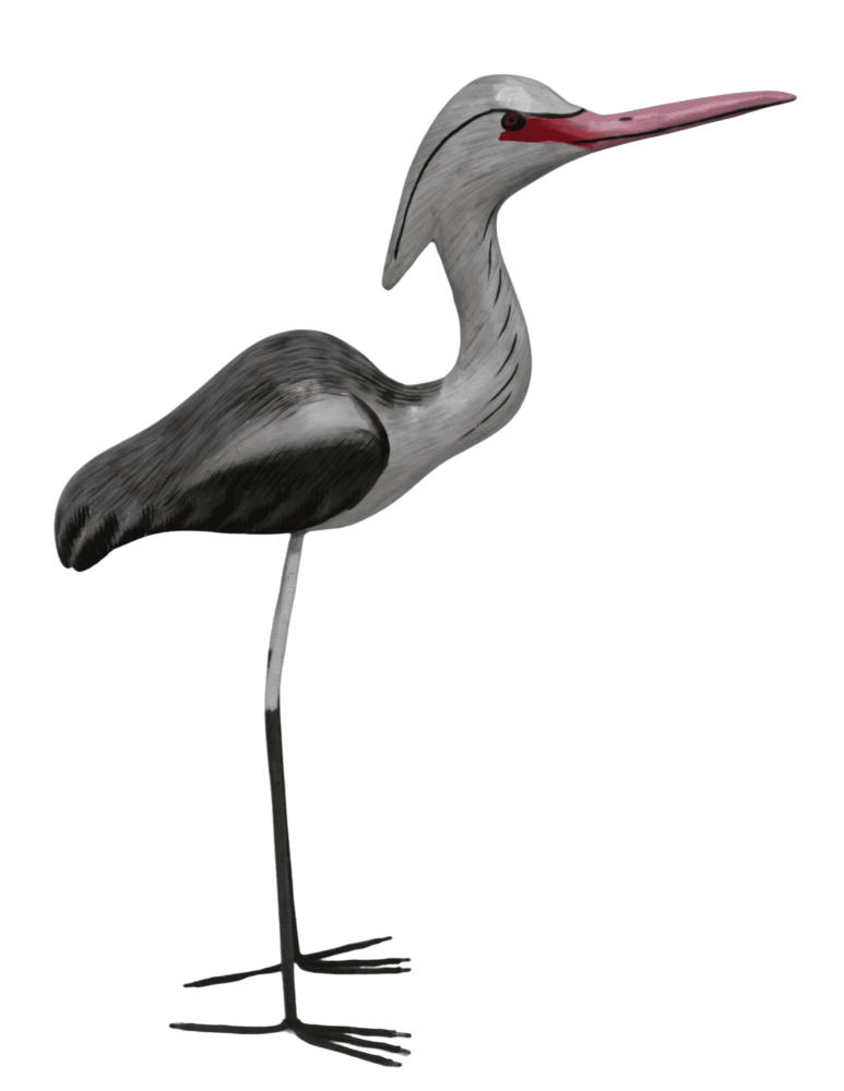 20" Hand Carved Wood HERON BIRD Nautical Coastal Cottage Boat Lake House Statue Art