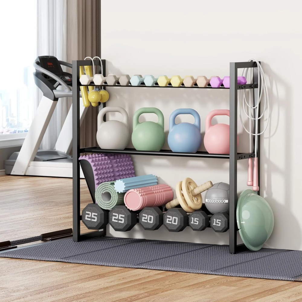 Niffgaff 3 Tier Dumbbell Rack Weight Rack Stand Only for Home Gym Storage Organizing Dumbbells Up to 390 lb Capacity - Image 3