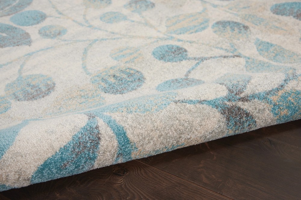 Nourison Tranquil Nature Ivory/Turquoise 5'3" x 7'3" Area Rug, (57) - Image 5