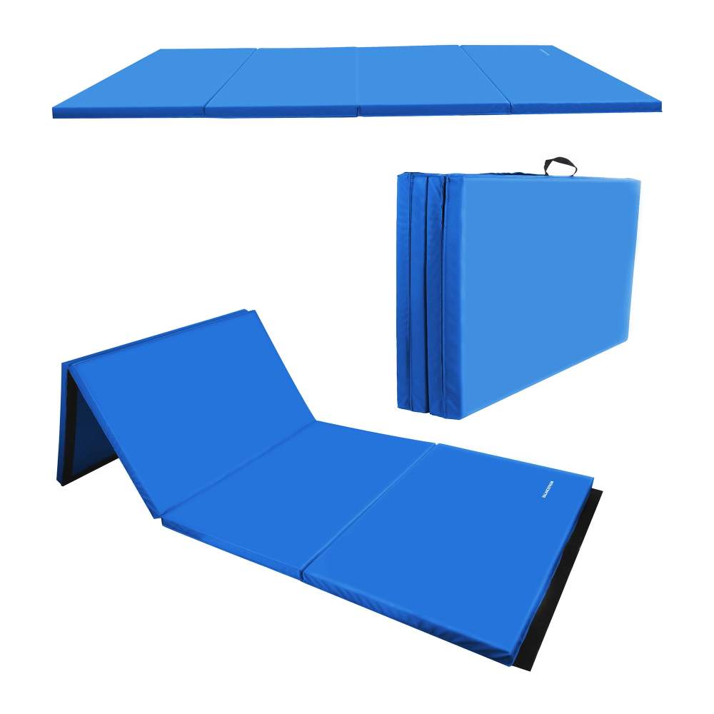 BalanceFrom 6ft x 4ft x 2in 4-Panel All-Purpose Folding Gymnastics Mat, Blue