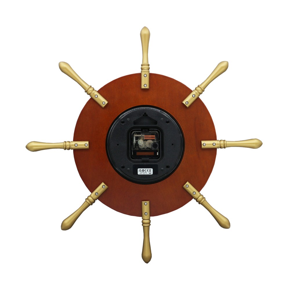 Seiko 19 Inch Rei Nautical Ship Wheel Wall Clock, Roman Numerals Quartz Analog Battery QXA785BLH - Image 4