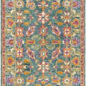 Safavieh Aspen 3" x 5" Hand Tufted Wool Rug in Turquoise and Purple