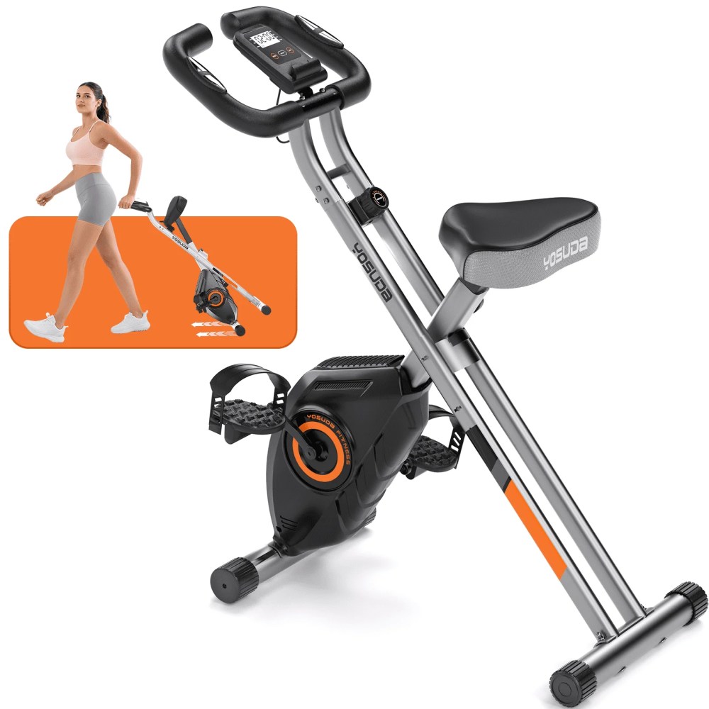 YOSUDA Folding Exercise Bike, Indoor Home Stationary Bike Workout 350LB Capacity
