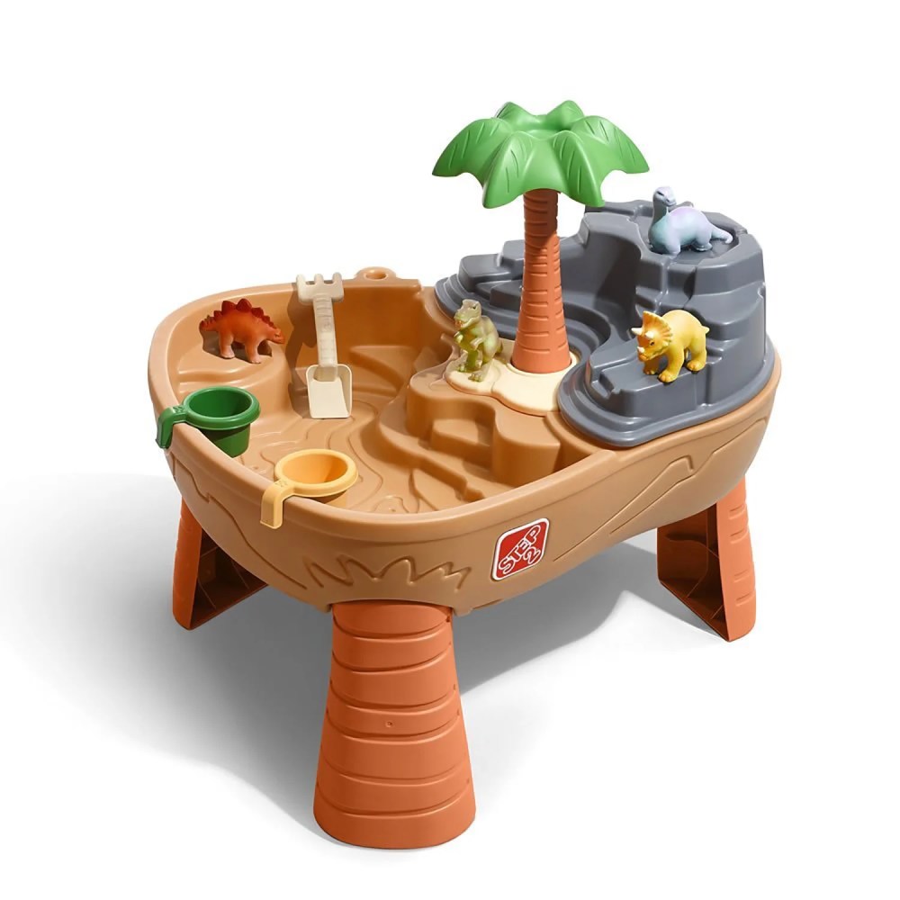 Step2 Dino Dig Sandbox and Water Table with 7-Piece Dinosaur Playset for Toddlers