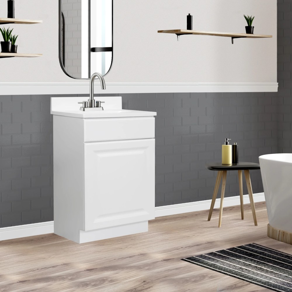 Design House Wyndham Ready to Assemble 19" Bathroom Cabinet with Cultured Marble 4" Centerset Vanity Top, White