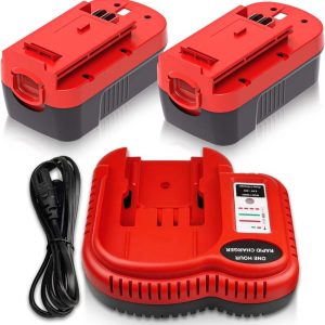 2 Packs 4.5Ah Ni-Mh 18 Volt HBP18 HPB18-OPE Battery and BDFC240 Charger Compatible with Black and Decker 18V Batteries HBP18 HBP18-OPE 244760-00 FSB18 FS18C FS18BX