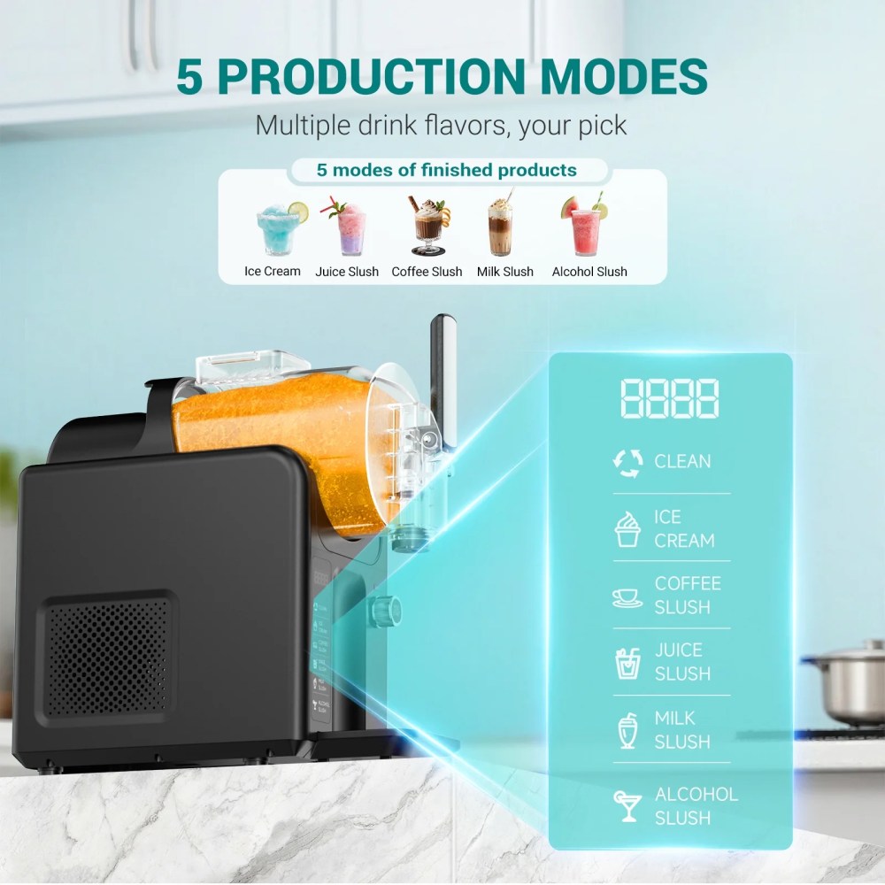 Joreek Slushie Machine 85 fl oz, Slushy Margarita Machine 5-in-1 Frozen Drink & Ice Cream Maker,LED Touch ,Rinse,No Ice Needed,Slushy Maker for Milkshakes,Smoothie,Frappes - Image 4